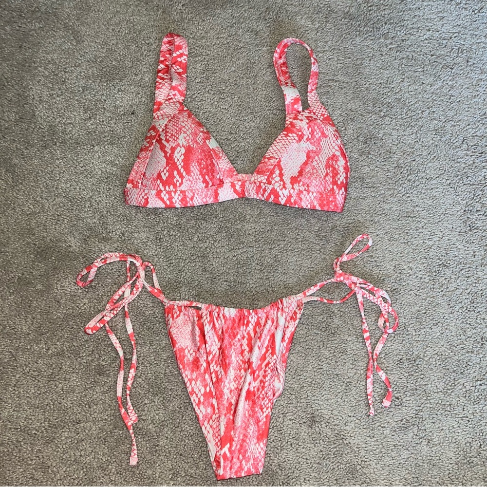 OneOne Swimwear- Pink Snakeskin Bikini Set Kameron Top & Nick Bottom- Size Small